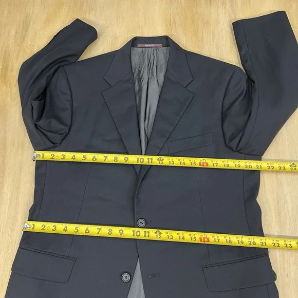 Hickey Freeman Suit Top Jacket Blazer Men 40S Short Wool Micro Herringbone Black